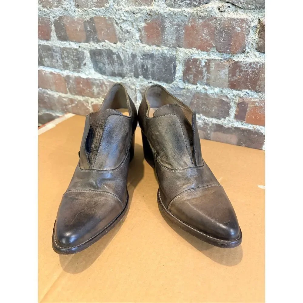 BED | STÜ • Dark Brown Helen Leather 3” Heeled Low Ankle Booties • Ladies Size 1